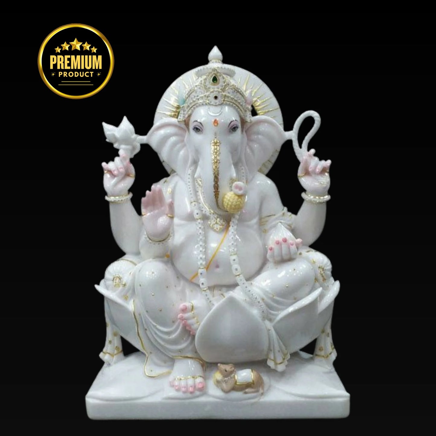 Traditional Lotus Sitting Ganesh Idol – 6 Inch