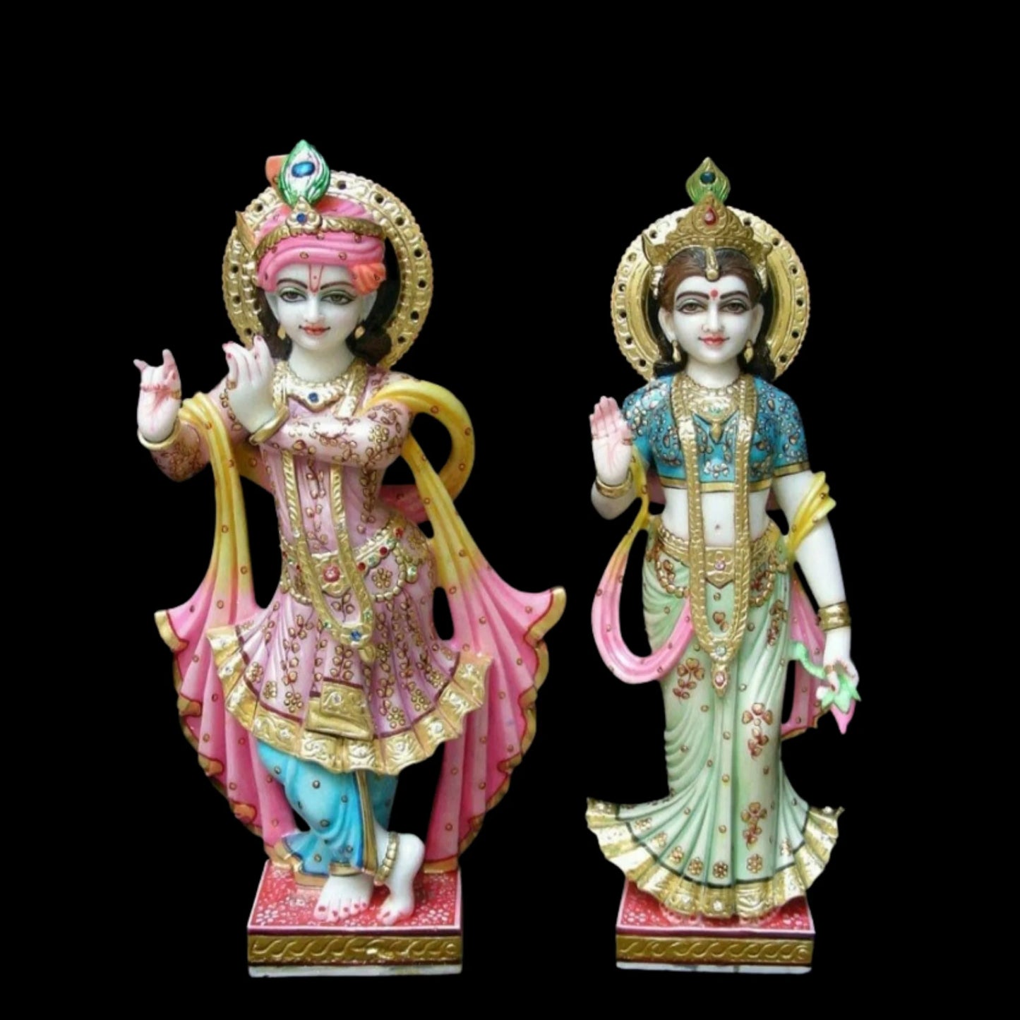 Premium Radha Krishna Idol with Flute Pose and Artistic Design