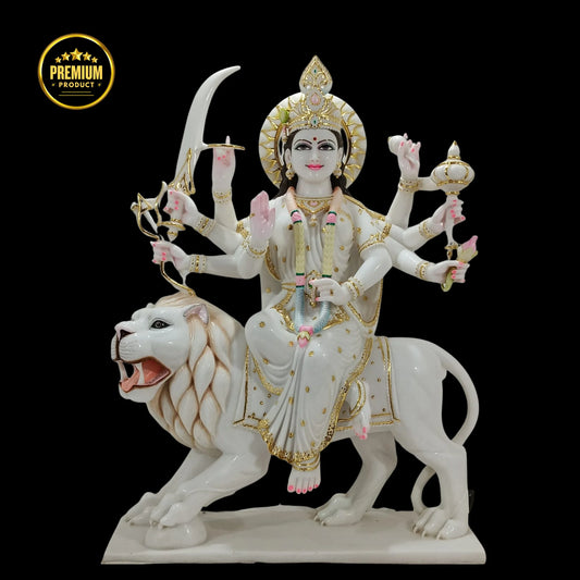 Hand-Finished Maa Durga with Premium Marble Polish
