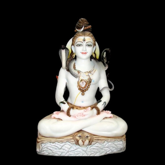 Traditional Shiva Sculpture with Sacred Rudraksha Detailing