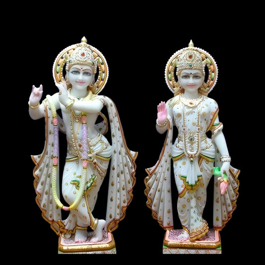 Classic Radha Krishna Idol with Standing Pose and Decorative Base