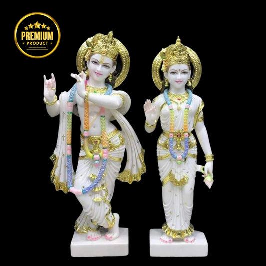 Elegant Radha Krishna Pair Sculpture with Fine Marble Finish