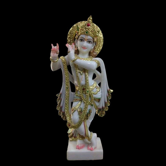 Krishna Idol for Home Temple with Premium Marble Finish