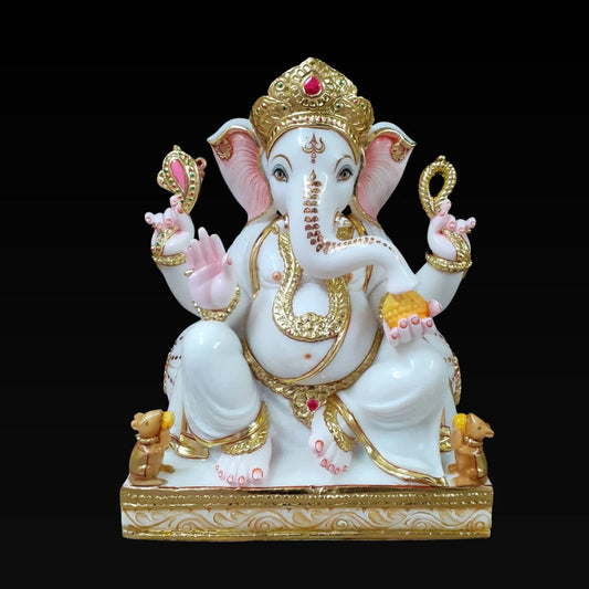Handcrafted Elephant God Idol with Golden Touch – 24 Inch