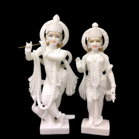 Designer white Radha Krishna Sculpture with Premium Marble Craft