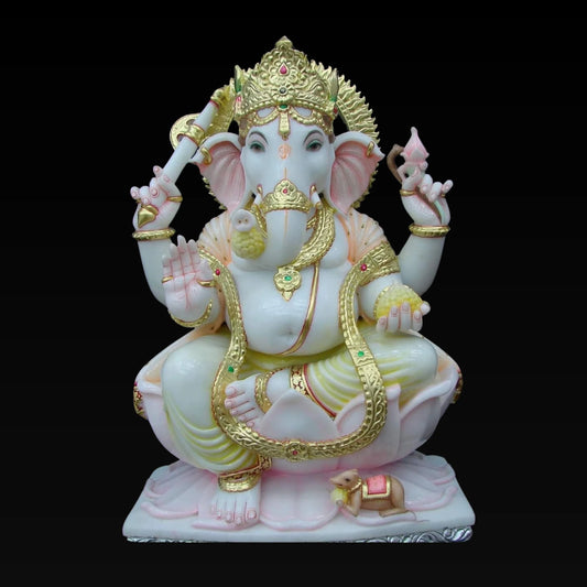 Spiritual Home Decor Ganesh Idol in White Finish – 30 Inch