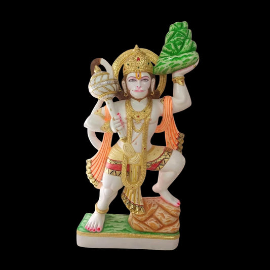 Handcrafted Sanjeevani Hanuman Ji in Veer Pose with Detailed Work