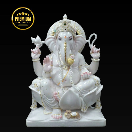 Traditional Lotus Sitting Ganesh Idol – 6 Inch