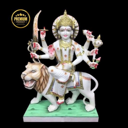Premium 3 feet Durga Maa Sculpture with Multiple Arms and Weapons Design