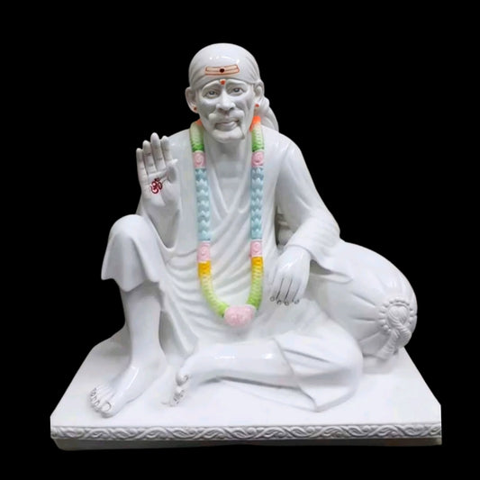 Sitting Sai Baba Marble Idol for Daily Worship