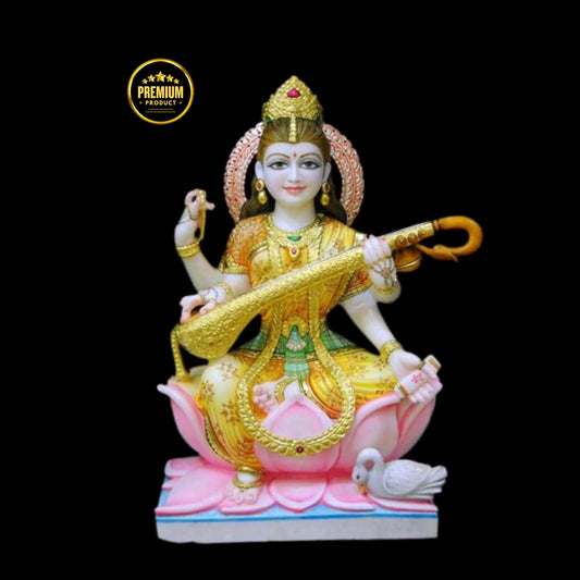 Goddess Saraswati Marble Murti for School & Temple  5.