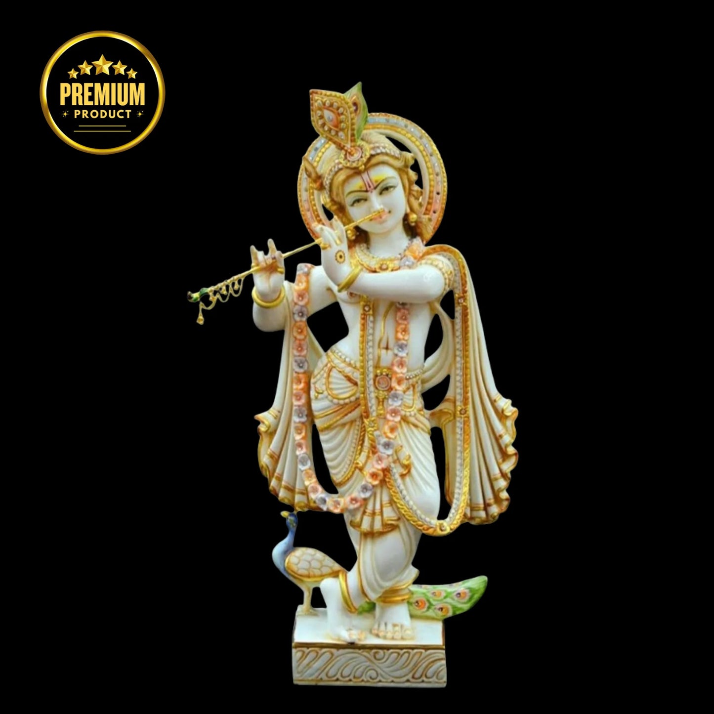 Artistic  Krishna Idol with Musical Flute Theme