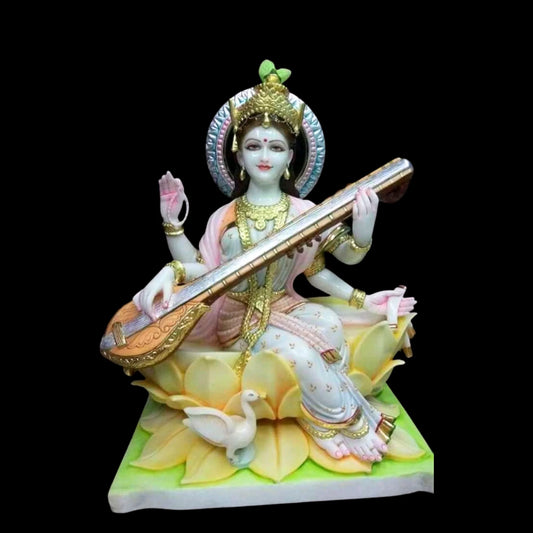Handmade Saraswati Marble Sculpture for Mandir
