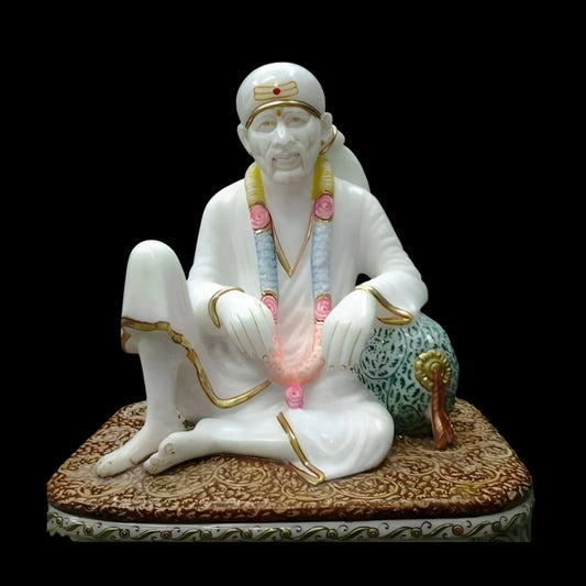 Handmade Sai Baba Marble Statue for Spiritual Décor
