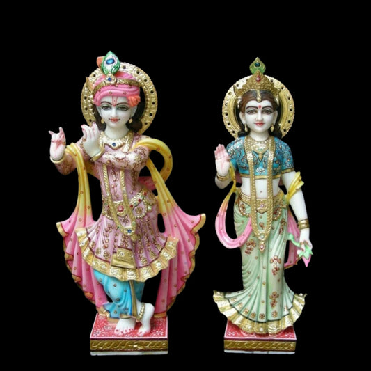 Premium Radha Krishna Idol with Flute Pose and Artistic Design