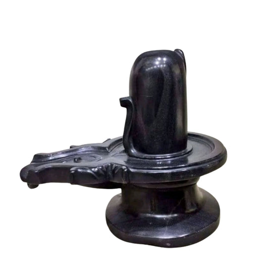 Pure Black Stone Marble Shivling with Smooth Finish and Jaladhari Base