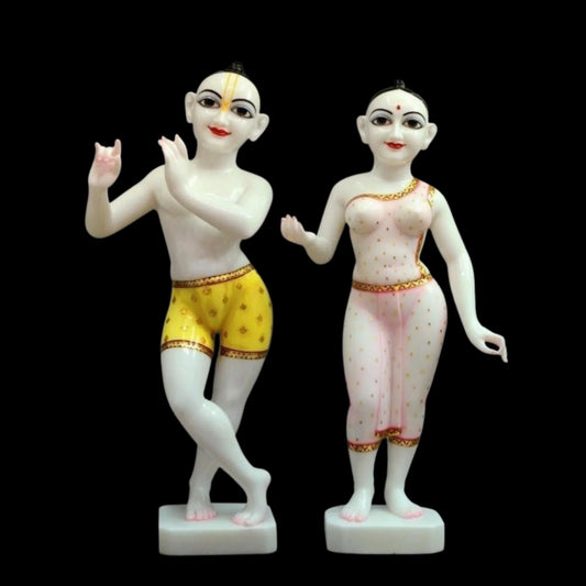 Bhakti Style Radha Krishna Pair with Elegant Marble Finish
